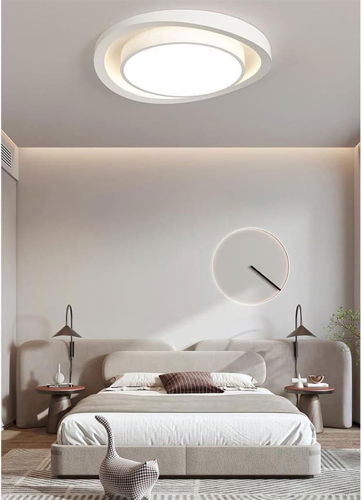 round Modern Flush Mount Lighting Fixture Contemporary Saving Chandelier Lighting, Nordic Style Bedroom Cloakroom Ceiling Lamp Fixture Double-Layer Lighting Fixtures Ceiling for Bedroom/a/50
