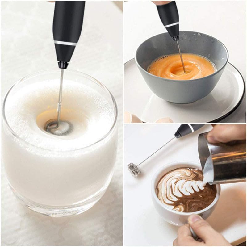 Upgraded models - handheld cordless electric milk frother, coffee milk frother, stirring frother, 3-speed speed mixing portable charging, for home kitchen cooking restaurant baking (White)