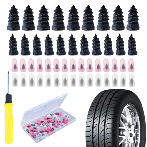 30 piezas Clavo de Goma para Neumáticos (15 S + 15 L) – Juego de Clavos de Reparación para Repara Pinchazos Coche y Moto, Set Tubeless con Destornillador, Clavos de Reparación para Auto, SUV