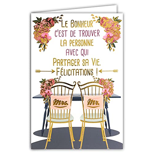 69-5054 Carte Félicitations Mariage Couple Mr Mrs Mme Le Bonheur c'est de trouver la personne avec qui partager sa vie