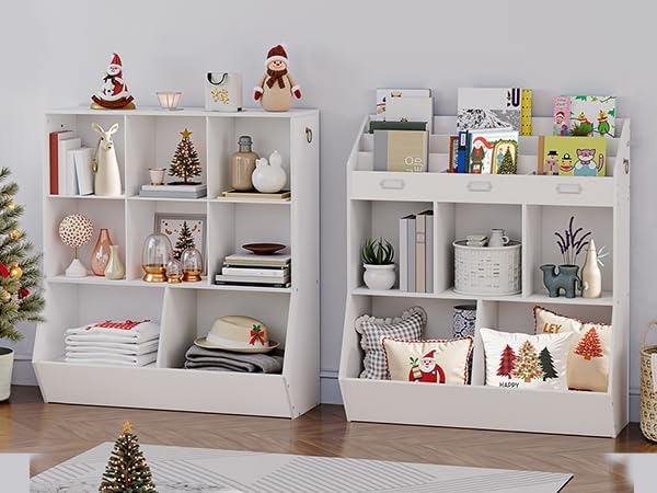 HOOBRO Kids Bookshelf, Toy Storage Organzier with 8 Cubicles, Bookcase Footboard, Bookshelf for Kids, for Playroom, Nursery, Bedroom, and School, White WT35CW01G1 - Image 2