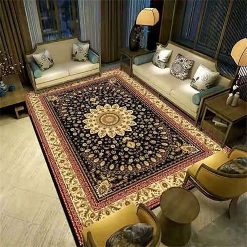 Tapis de salon rouge lavable et resistant pour passages frequents