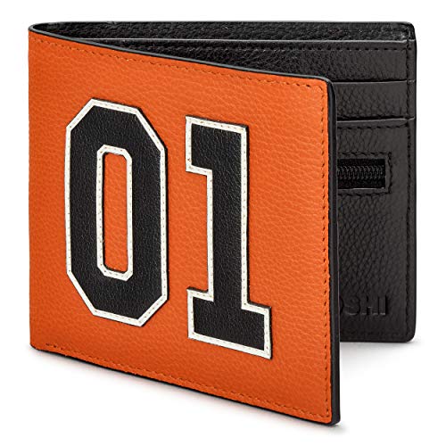Yoshi Race Car Livery #01 Men's Leather Wallet, Genuine Orange & Black Leather Wallet, RFID Blocking Wallet, Slim Wallet for Men, Orange / Black, One Size, American