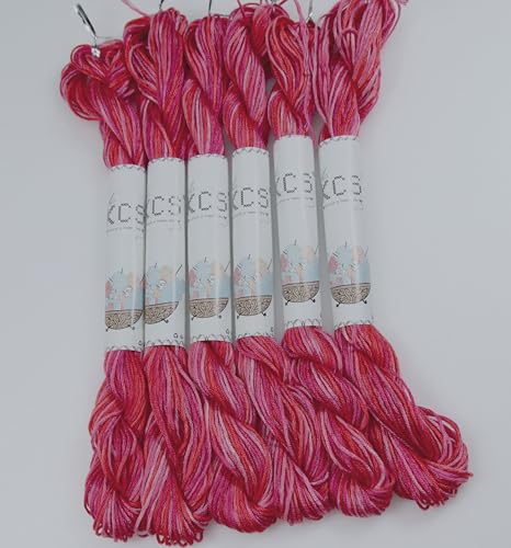 Image of KCS Big skeins of 25 Meters Size 25 Color Variegated Cross Stitch Stranded Threads,6 skeins,4200