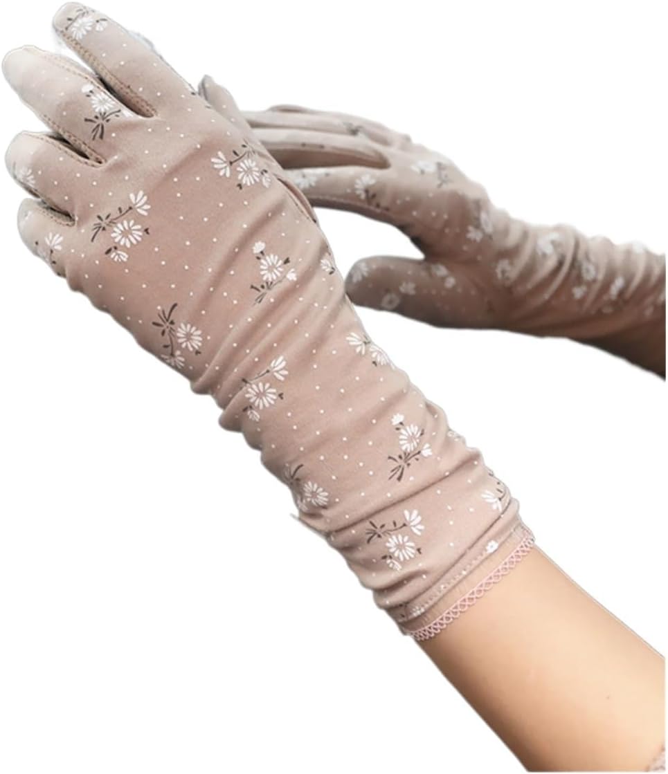 Women's Gloves Ladies Printing Flower lace Edge Breathable Non-slip Sun Protection Driving
