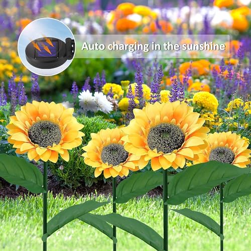 CBK Sunflower Solar Lights | LED Light | Starburst Swaying Solar Garden Light, Warm Garden Light | Outdoor Decoration | Waterproof | Path Lights for Pots, Balcon, Pathway (1)