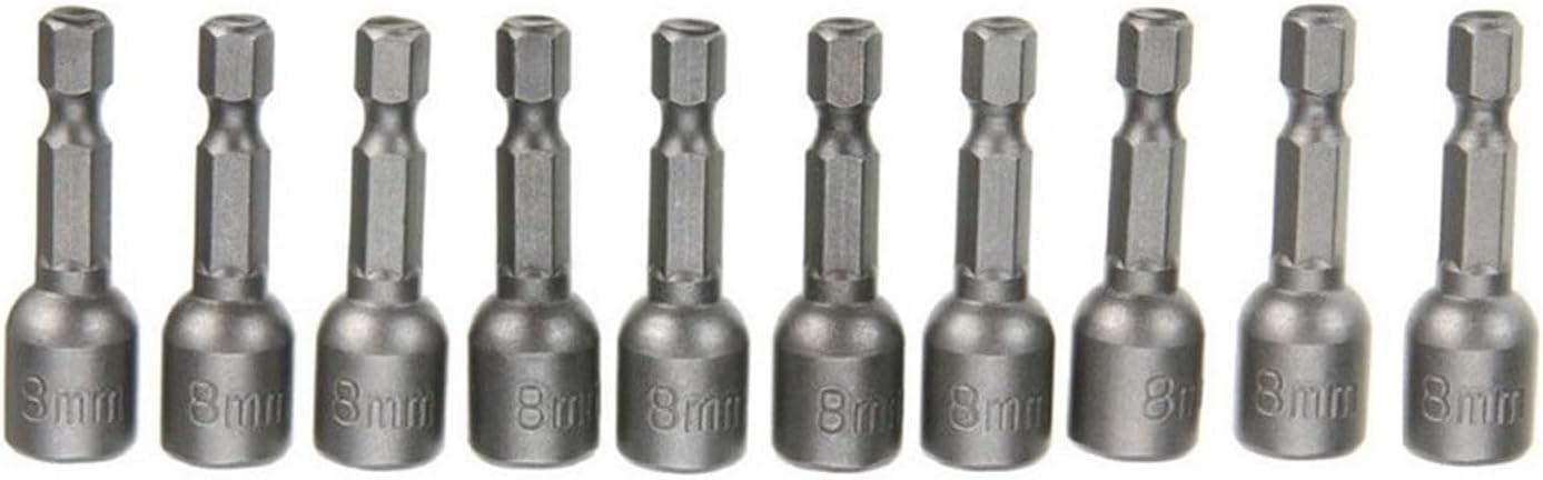 10pcs 8mm Magnetic Nut Driver Set 1/4 Hex Socket Adapter Drill Bit for Power Drills Screw Guns Cordless and Magnetic Drivers Socket Sockets