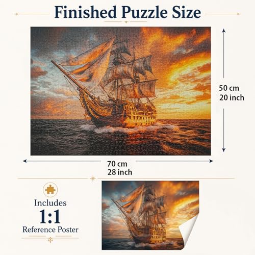 Rompecabezas Jigsaw para Adultos de 1000 Piezas: 'Explora el Velero', 28 x 20 pulgadas miniatura 4