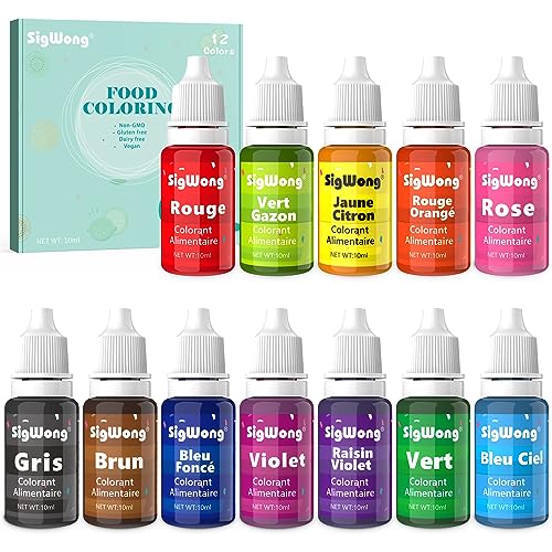 Colorant Alimentaire Liquide Concentré Nourriture Dye - 12Couleurs Colorant Alimentaire Néon pour la cuisson, la décoration, le glaçage, la cuisine 10ml