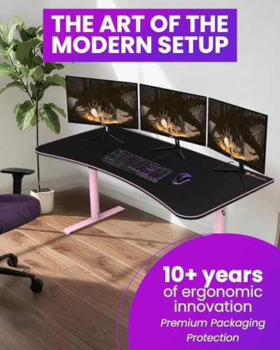 Image of Arozzi Arena Ultrawide Curved Gaming Desk Pink