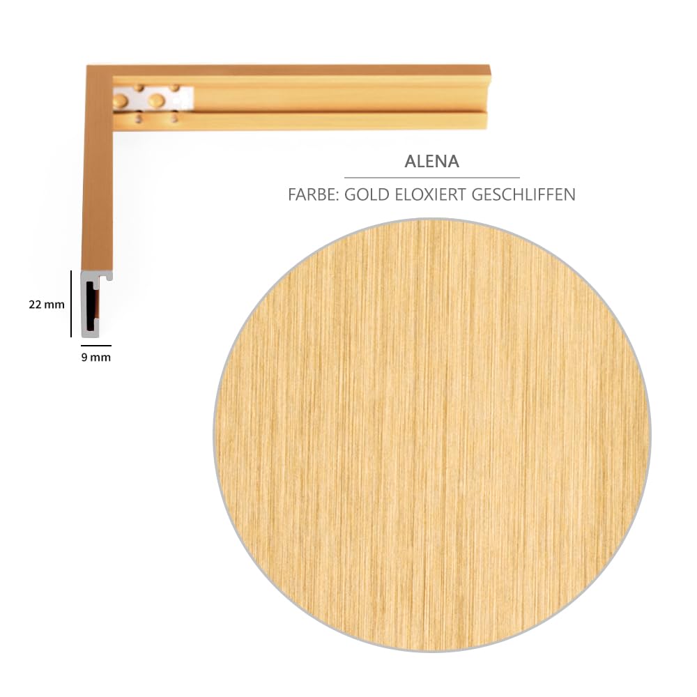 Haak Puzzlerahmen Alena Gold 48 X 64 cm (ca. 1000 Teile) ANTIREFLEX/Entspiegelt Aluminium Bilderrahmen Rahmen für Puzzle