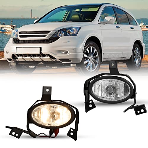 CPW Fog Lights Compatible with [2010-2011 Honda CR-V CRV] Clear Lens Bumper Driving Fog Lights Pair + Wiring + Switch Kit