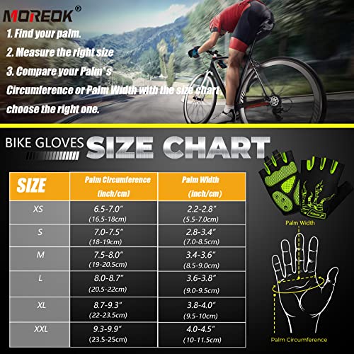 Moreok Cycling Gloves Bike Gloves For Men/Women-[Breathable Anti-Slip 5Mm Gel Pad] Biking Gloves Half Finger Road Bike Mtb Bicycle Gloves-050-Green-L #TOP5