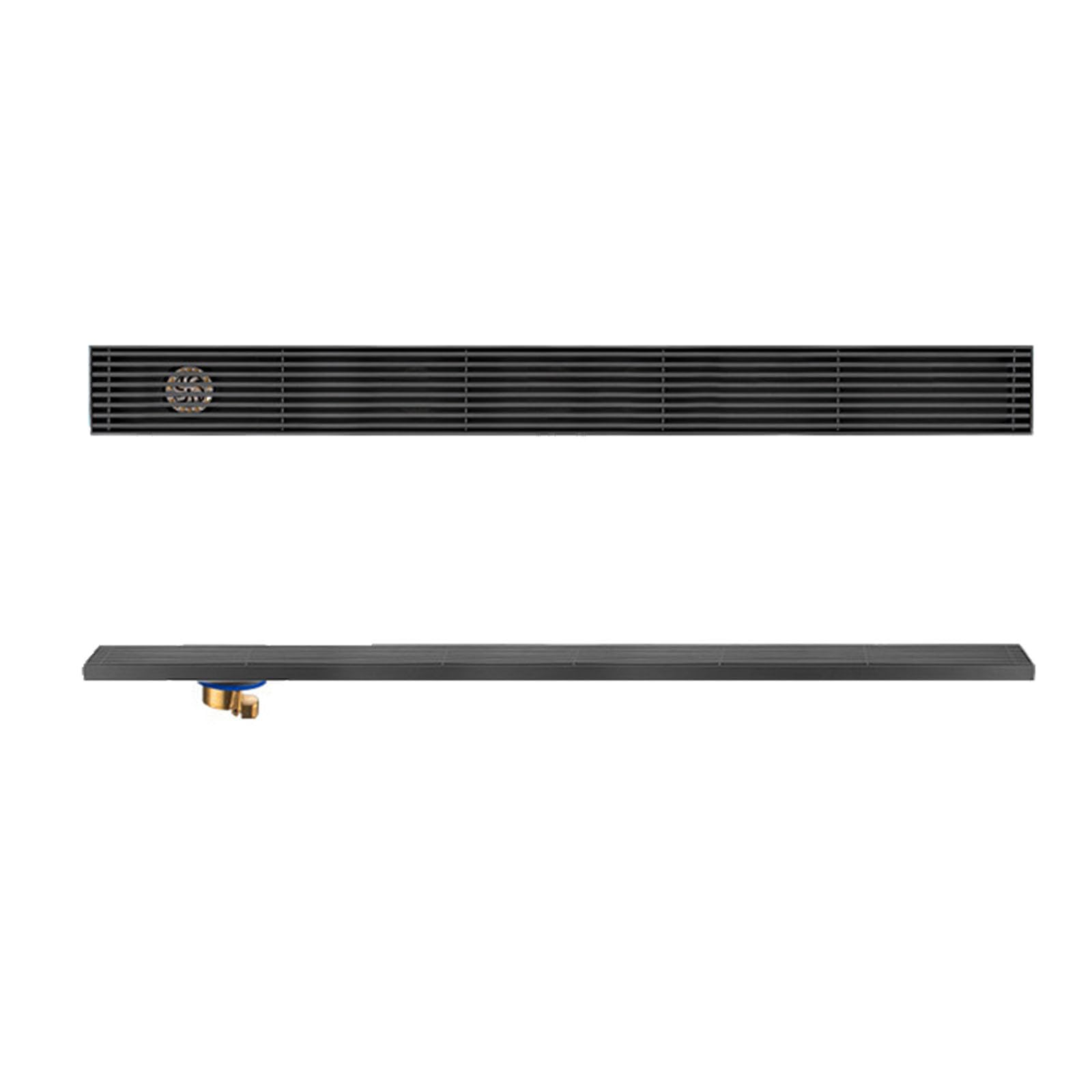 Caniveau De Douche Siphonné,Drain De Douche Rectangulaire avec Grille Couvercle,Acier INOX Bonde Douche Sortie Verticale,Side Drainage,8 * 100cm