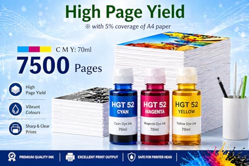 Image of ROHINK GT51 GT52 Ink Refill Dye Ink Compatible with HP Ink Tank 115, 310, 315, 319, 410, 415, 416, 419, 455, 500, 515, 530, 615, GT 5810, GT 5811, GT 5820 (HP Color Combo Pack 3)