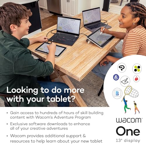 Image of Wacom One 13 Touch, Drawing Tablet with Full HD Laminated Touchscreen & Pen | Small pen display with touch for beginners and students learning digital art, animation & design on Windows, Mac & Chromebook