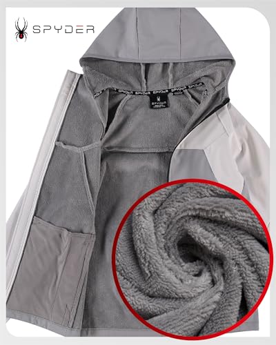 Image of Spyder Mens Softshell Jacket - Faux Fur Lined Water Wind Resistant Performance Mens Fleece Jacket for Hiking Running Jogging
