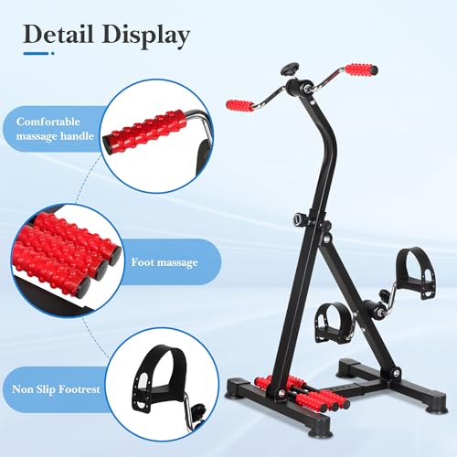Image of Adjustable Pedal Exerciser Bike for Seniors,Hand Arm Leg and Knee Therapy, Stroke Recovery, Portable Fitness Equipment for Total Body Workout - Great Gift for Elderly Rehab