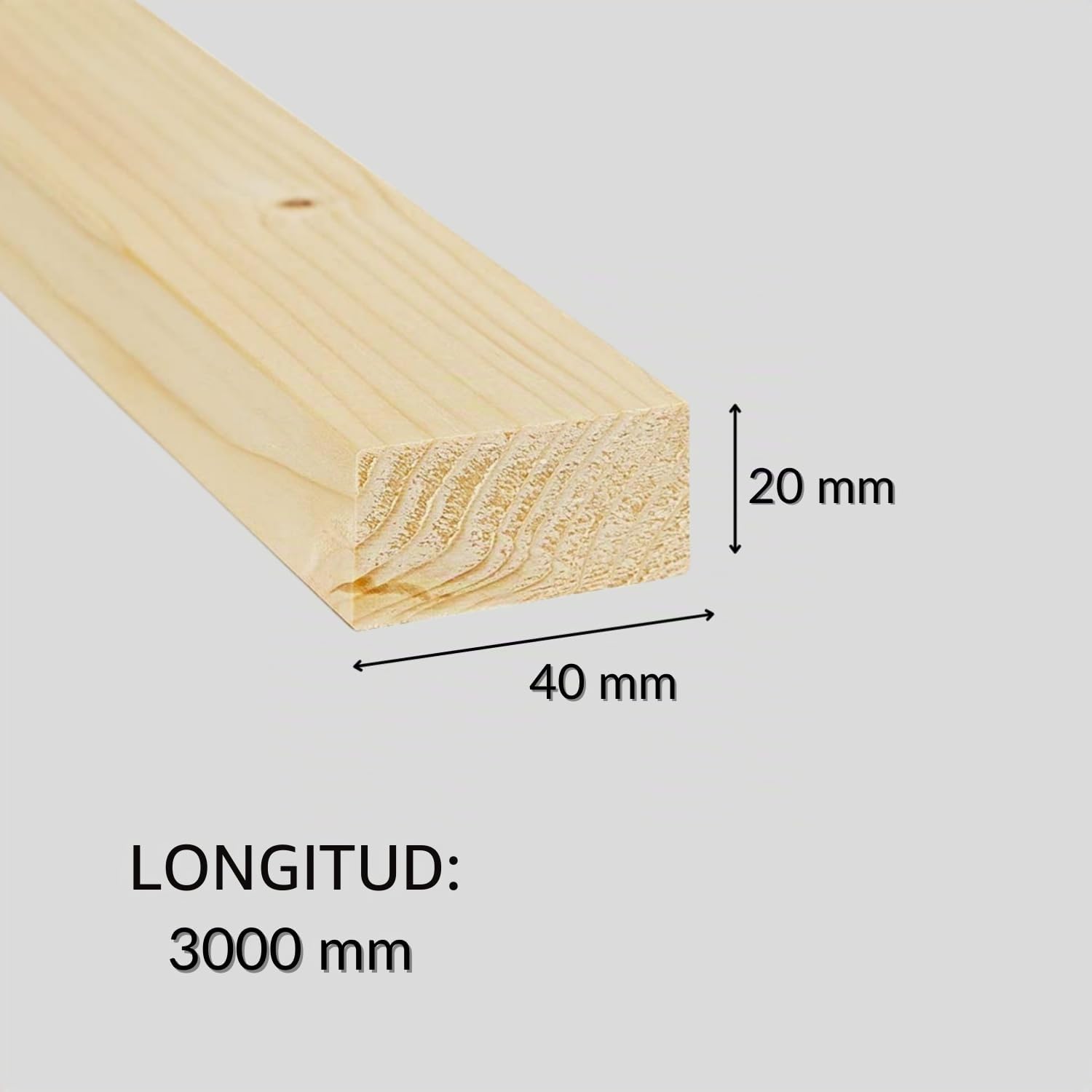 Twe - Listones de madera maciza de abeto 20 x 40 x 3 metros cepillados en cuatro lados con chaflán en aristas, fabricado en Italia, paquete de 6 unidades