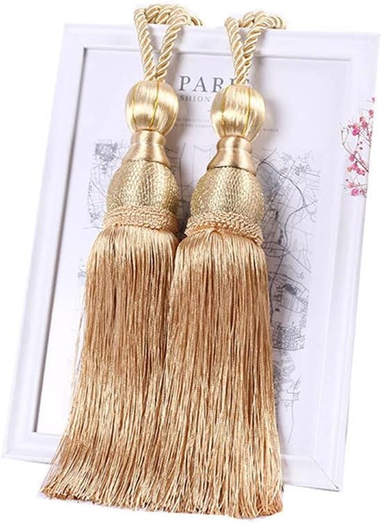 Curtains Tieback Tassel,Curtain Holder, 1 Pair Tassel Curtains Tieback Rope Vintage Curtain Holdbacks Window Treatments Holder Hanging Pendant Accessories for Drapes Decoration (Color : Light Gold)