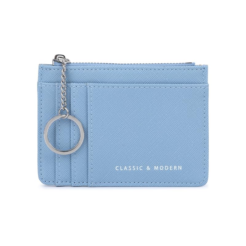 Focenat Monedero Pequeño Mujer, Mini Tarjetero Monedero, Minimalista Porta Tarjetas Credito, Billetera con 8 Ranuras para Tarjetas y Bolsillo con Cremallera para Mujer, Ragazze (Azul)