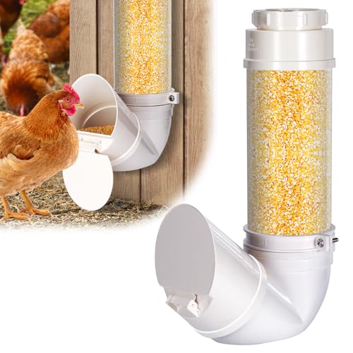 Comedero AutomáTico para Pollos De PVC. Comedero para Aves De Gran Capacidad 3 Kg con Cubierta Protectora contra La Lluvia por Gravedad Sin Desperdicio para Patos, Pavos
