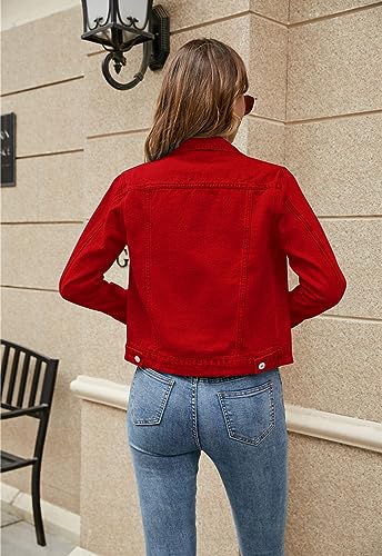Women 's Basic Denim Jacket Casual Long Sleeve Button Down Stretchy Jean Jacket Coat4