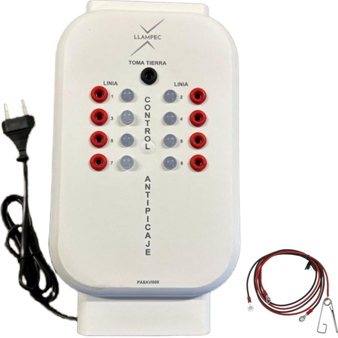 Llampec Pastor Eléctrico Avícola Antipicaje PASAVI008 – 80 mJ y 5.000 V – Evita el Picaje de Huevos en Jaulas Ponedores – 8 Salidas Independientes – Fabricado en España