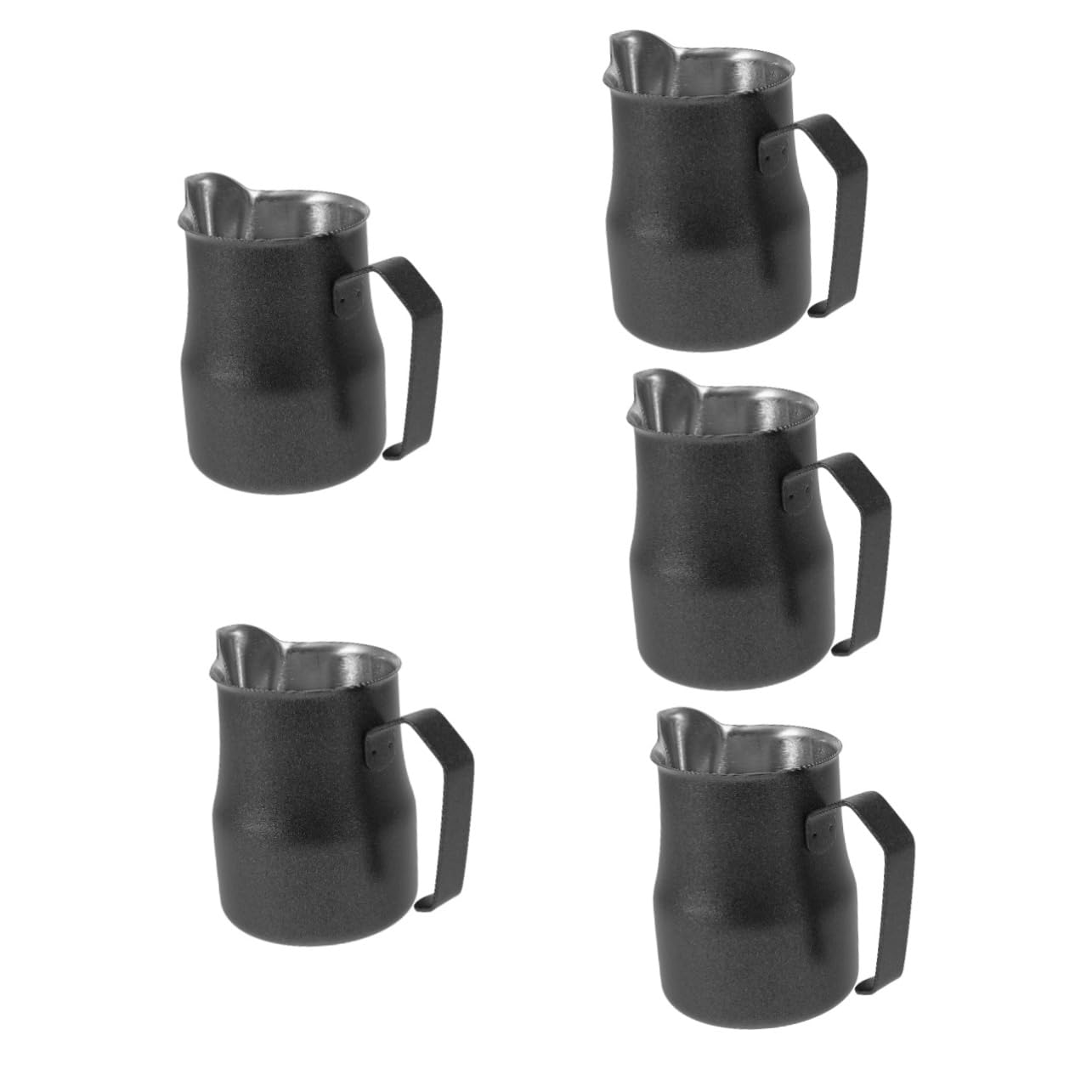 NUOBESTY 5 Tazas De Café Latte Cafetera Jarra Para Leche Batidor Boquilla Portátil Para Café Latte Y Espuma De Acero Inoxidable Color Negro