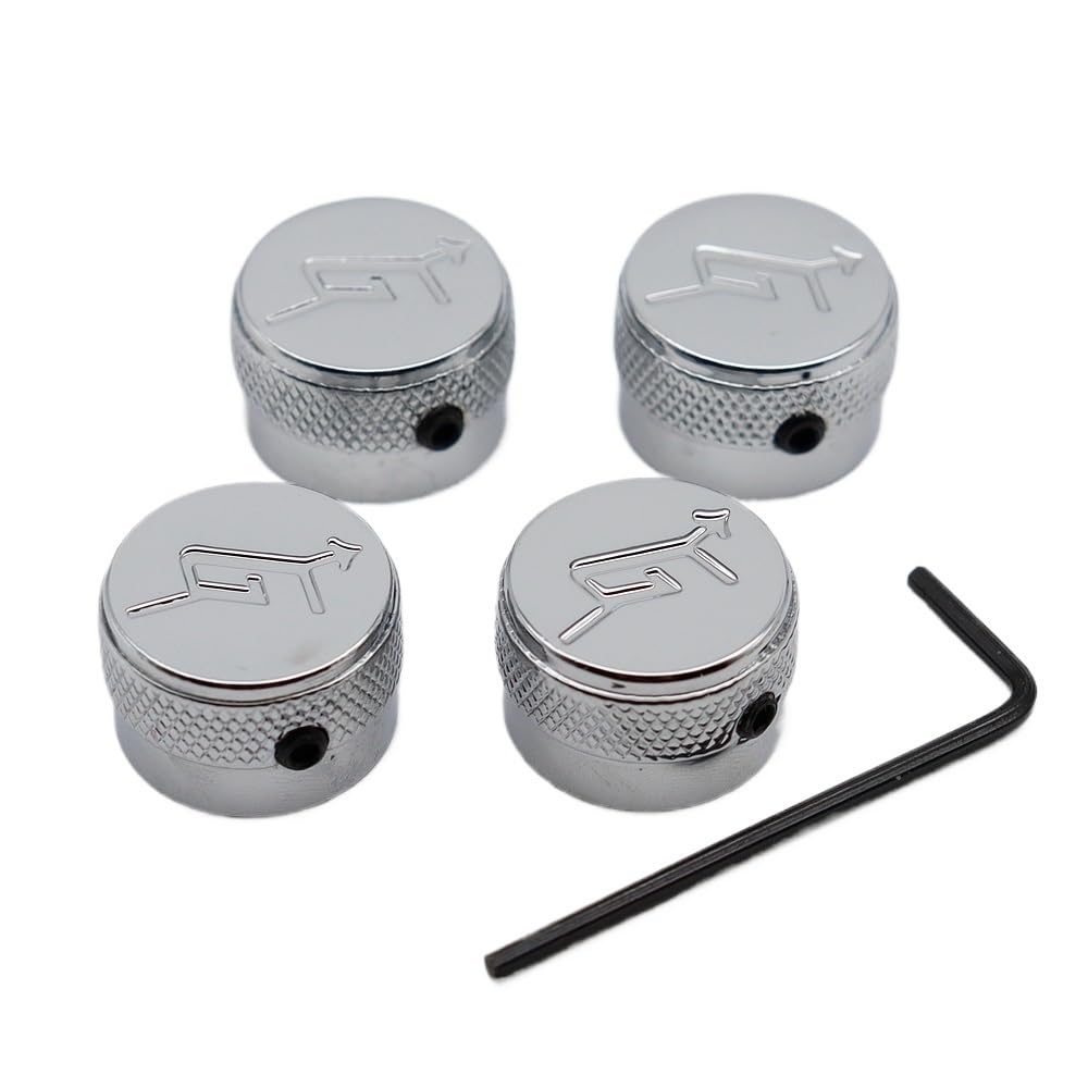 Tonuuoei 4Pcs Silver 4Pcs Gretsch “G” Logo Knob With Arrow Control(4Pcs Silver)