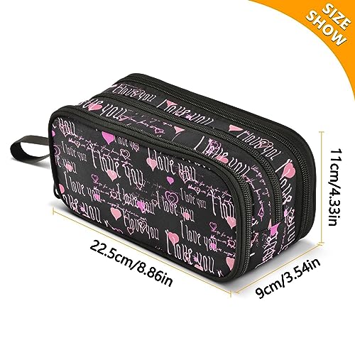 Image of ZAZYXTJ Goth Large Capacity Pencil Case 3 Compartment Pen Pouch Storage Canvas Makeup Bag for School Office Teen Girl Boy Men Women