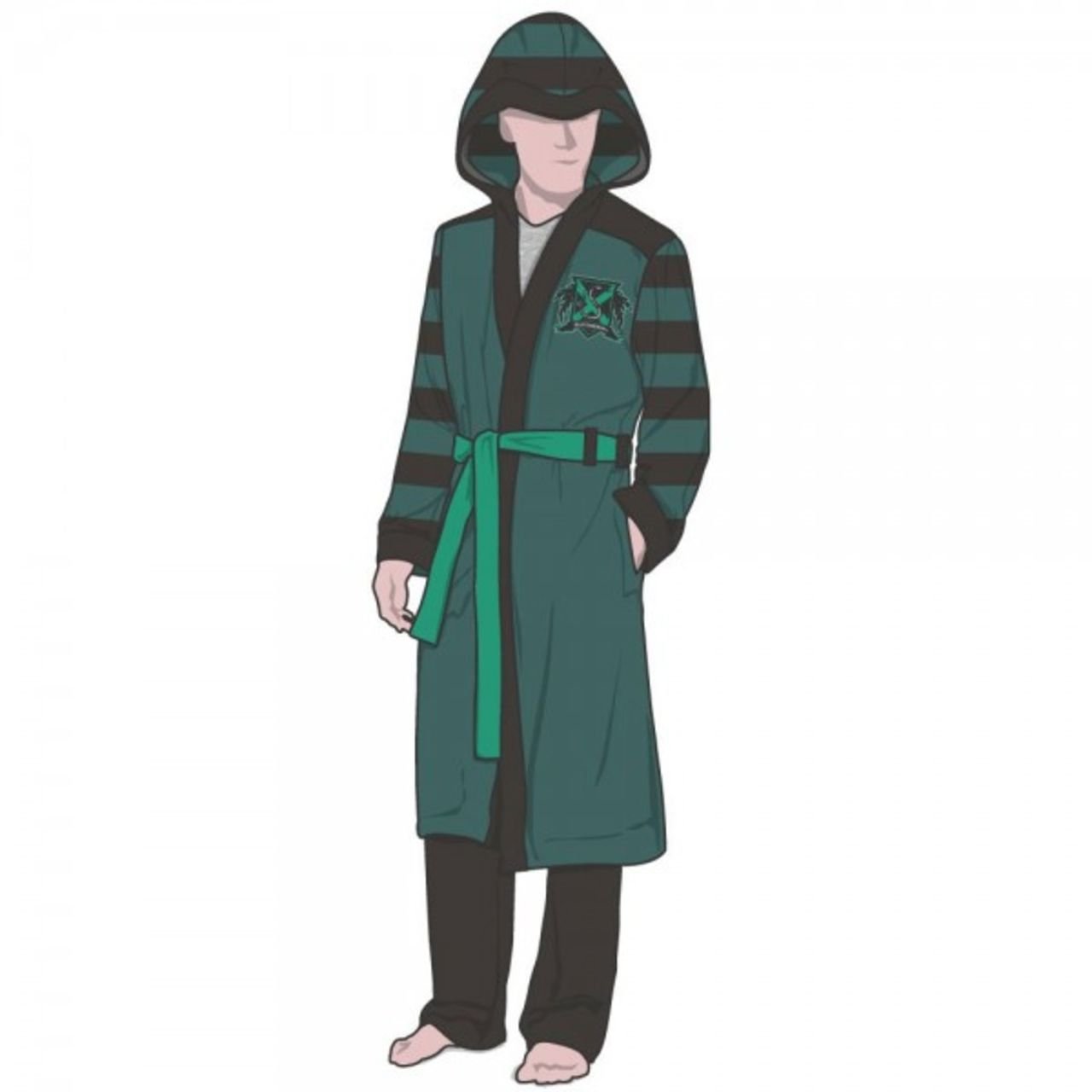 Harry Potter SLYTHERIN House Logo With Crest Fleece BATHROBE With HOOD