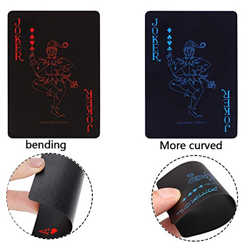 BETOY Spielkarten 2PCS wasserdichte Poker Karten Kunststoff Pokerkarten Black Spielkarten Spiele Kinder & Erwachsene Familienparty Spiel Playing Cards (Blau & Rot) – Bild 7