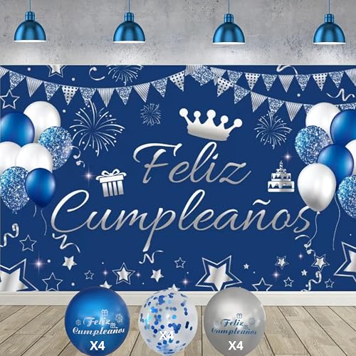 IM Infinite Market ® Banner Buon Compleanno in spagnolo misure 110x180cm in poliestere|Decorazione per festa di compleanno|Poster Buon compleanno|Photocall| (AZUL-BIANCO) IM Infinite Market ® Banner Buon Compleanno in spagnolo misure 110x180cm in poliestere|Decorazione per festa di compleanno|Poster Buon compleanno|Photocall| (AZUL-BIANCO)