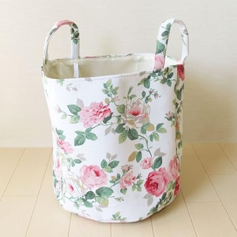 Amazon Co Jp ピンクローズランドリーボックス 薔薇雑貨姫系雑貨 小物入れ 花柄 収納 かわいい ホーム キッチン