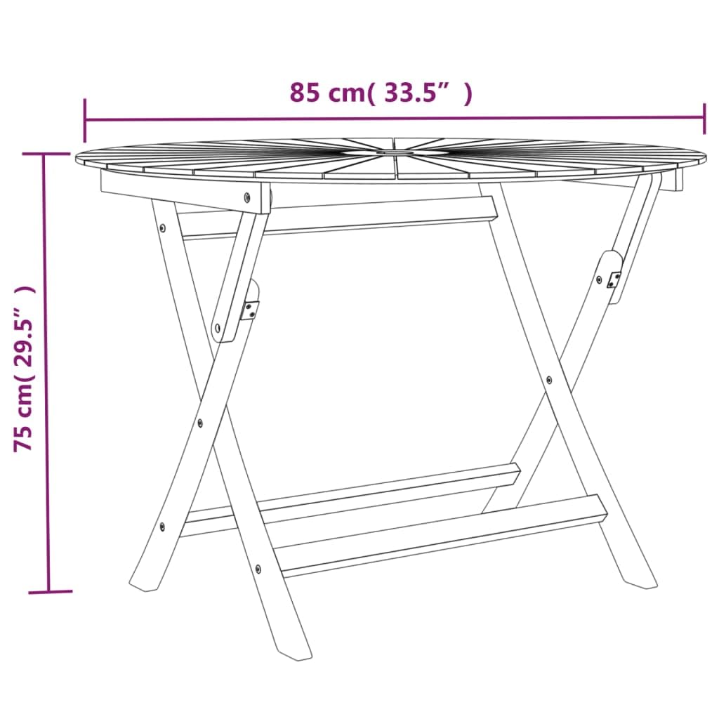 vidaXL Gartentisch, Beistelltisch Wetterfest Klappbar, Balkontisch Tisch Rund, Holztisch Klapptisch Gartenmöbel Campingtisch, Massivholz Teak