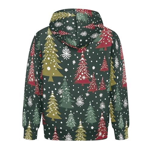 Kids Hoodies Sweaters Christmas Xmas Trees Hooded Sweatshirts with Big Pockets for Boys Girls B04003202