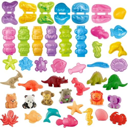 Yiklucg Unleash Creativity with 18 Unique Dino and Animal Molds Dough Toys Dough Accessories Set Whit 15 .Ideal as a Gift for Kids Aged 3-4-8 Years
