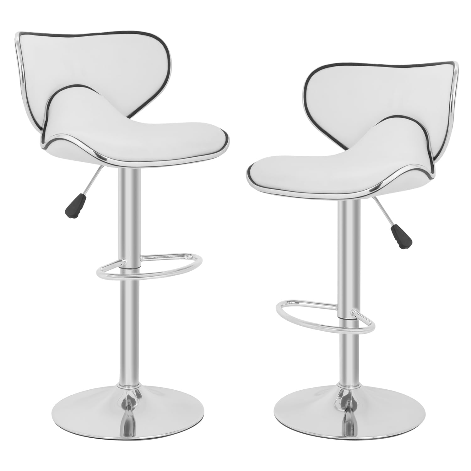 PayLessHere Bar Stools Counter Stools with Height Adjustable Swivel Counter Chairs Back PU Leather Set of 2 Dining Chairs