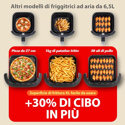 Aigostar Friggitrice ad Aria XXL 745cm² Surface, 2200W Silenzioso Extra-Crisp Technologie + Doppia Resistenza, 11 Programmi (Pizza Surgelata), Touchscreen, Finestra Illuminata, Interno Metallico, Nero - Immagine 4