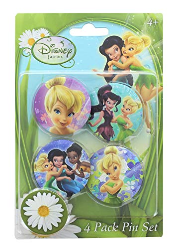 Disney Tinker Bell Button Pin Set Novelty (Pack of 4)