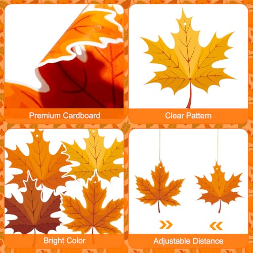 16 Pack Thanksgiving Fall Leaves Hanging Decorations - Festive Maple Leaf Garland, Autumn Hanging Fall Decor Ornaments for Thanksgiving Party Supplies Classroom Ceiling Wall Decoration - image 4