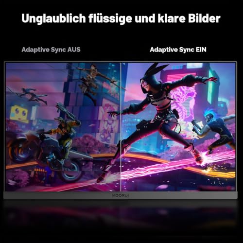 KOORUI Gaming Monitor 27 Zoll, 165Hz, FHD(1920×1080), IPS, 1ms GTG, Adaptive Sync,75 * 75mm VESA Kompatibel, DCI-P3 90% (HDMI, DisplayPort) – Ansicht 3