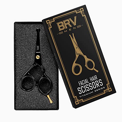 BRV MEN 顔用 オールラウンド はさみ おしゃれでコンパクト 【全米ロングセラー】プロ 職人によるハンドメイド 100%ステンレス鋼 ハサミ - 髭 ひげ 眉毛 鼻毛 ムダ毛 ヘアカット 美容師 家庭 自宅 兼用/メンズ 男性 ギフト にも 日本正規