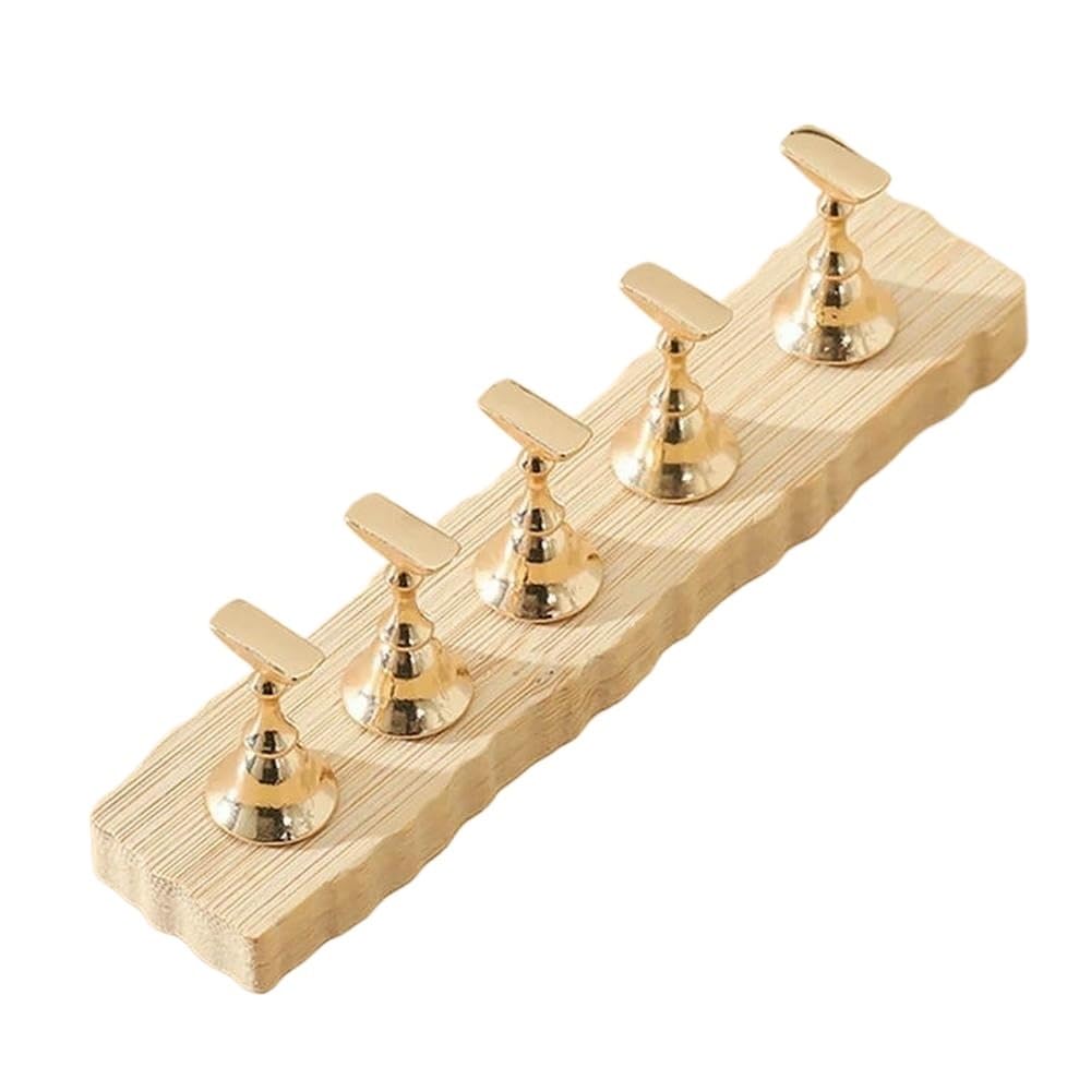 HIFRQVVC Nail Practice Holder, Wooden Nail Display Stand Set for False Tips Gel Polish Practice(A3)