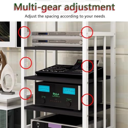 Étagère de rangement audio à 5 niveaux blanc et noir pour composants HiFi et décodeur TV - 5