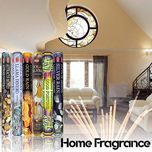 Hem Money Drawing Scents Collection / Assortment - Attracts money, Rain Call Money, Gold, Gold Silver, Good Fortune, Silver Rain - 6 20 Stick Tubes, 120 Sticks Total