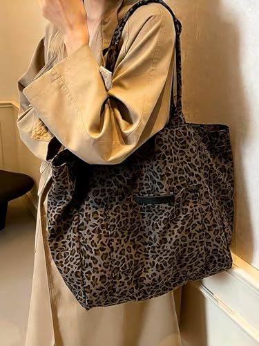 Image of MakeMeChic Women's Leopard Tote Bag Cheetah Oversize Shoulder Bag Weekender Bag