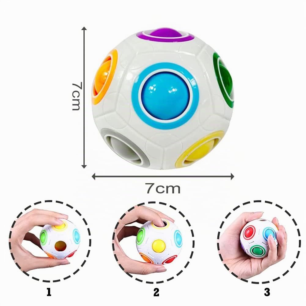 2 Pack Magic Rainbow Ball, Bola Magica 3D Puzzle Ball para Niños y Adultos,Juego de Habilidad,Regalos para niños(Blanco + Blanco)