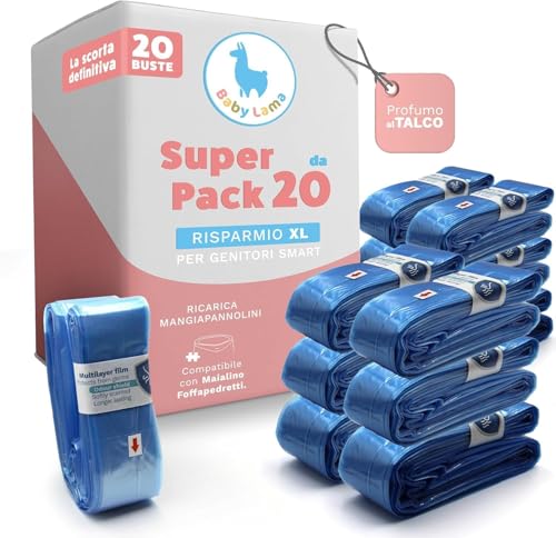 20 Buste di Ricarica Mangiapannolini Compatibili con Ricarica Maialino Foppapedretti